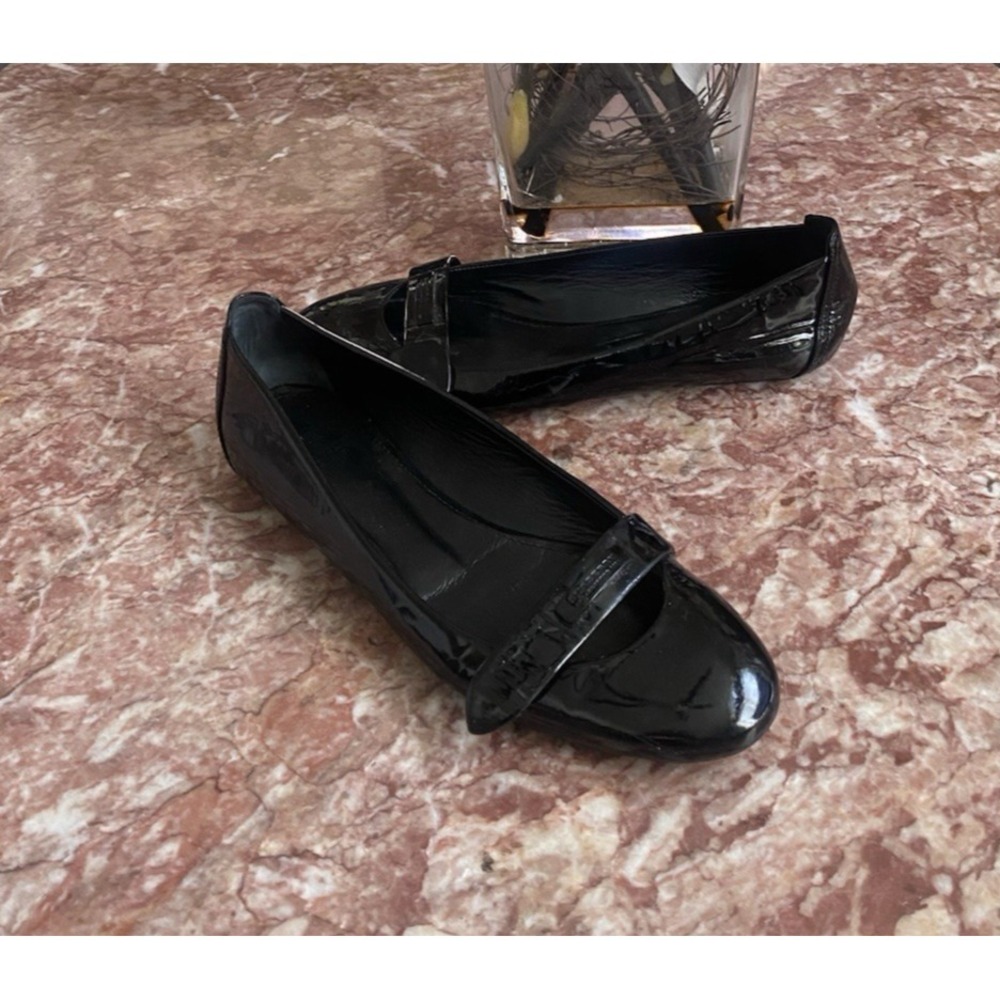 Burberry Black Patent Leather Round Toe Ballet Flat Shoes‎ 38.5/US 8.5 EUC! $400